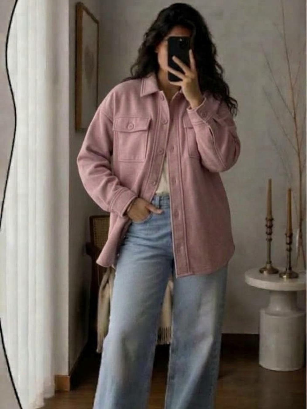 Lazy pants Shacket  in Pink Size S/P NWT oversized Side Pockets